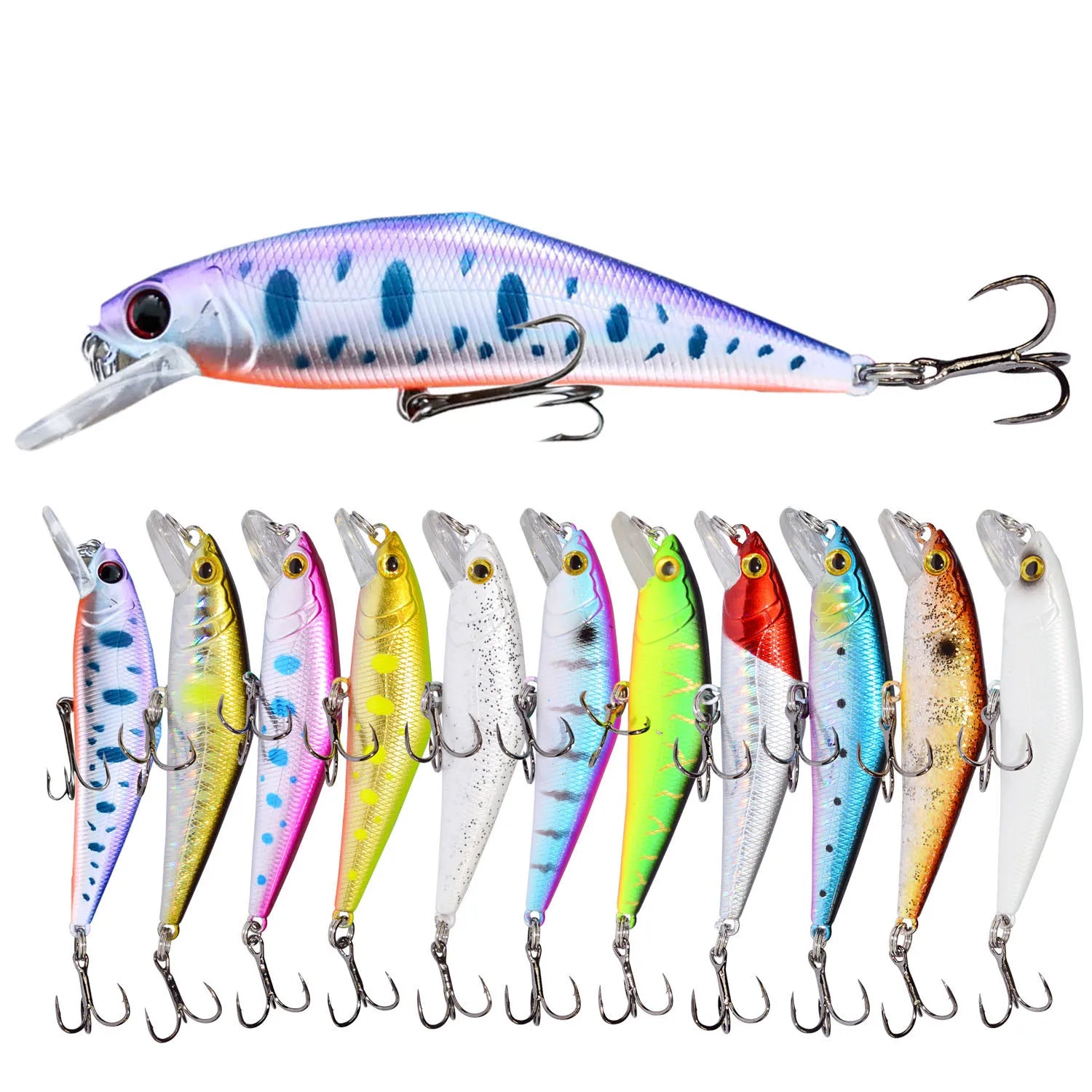 ABS Plastic Minnow Lure Fishing Lure 50mm 63mm 72mm 85mm 3D Eyes Crankbait Wobbler Artificial Plastic Hard Bait Fishing Tackle