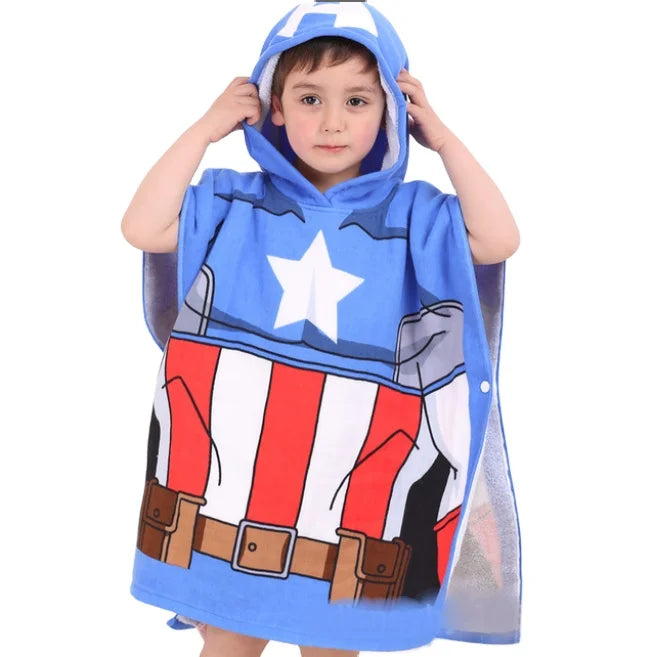 Cartoon Active Printing Cute Kids Cotton Poncho Changing Towel
