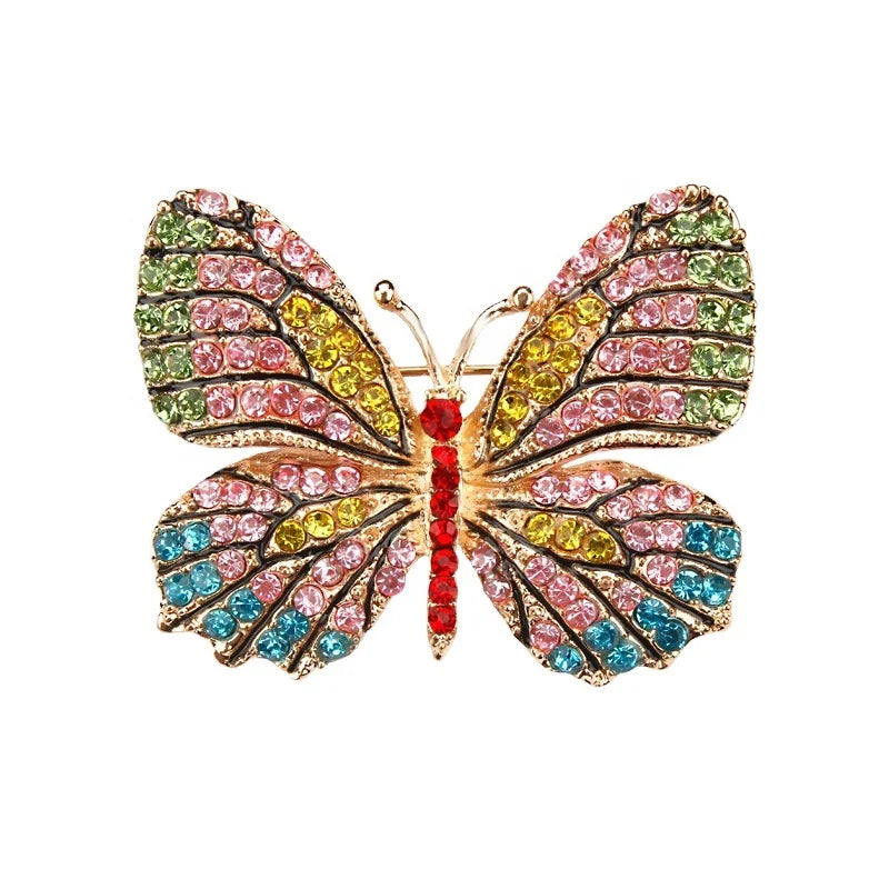 Multi Colored Crystal Butterfly Brooch (10 Colors Available )