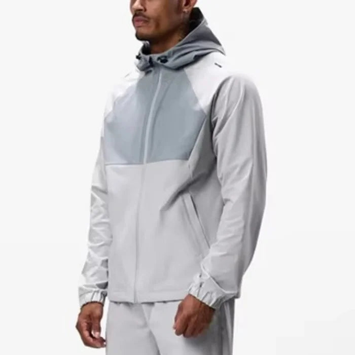 Custom Men's Plus Size Lightweight Gym Windbreaker Jacket Front Zip with Windproof and Breathable Technics Printed Design
