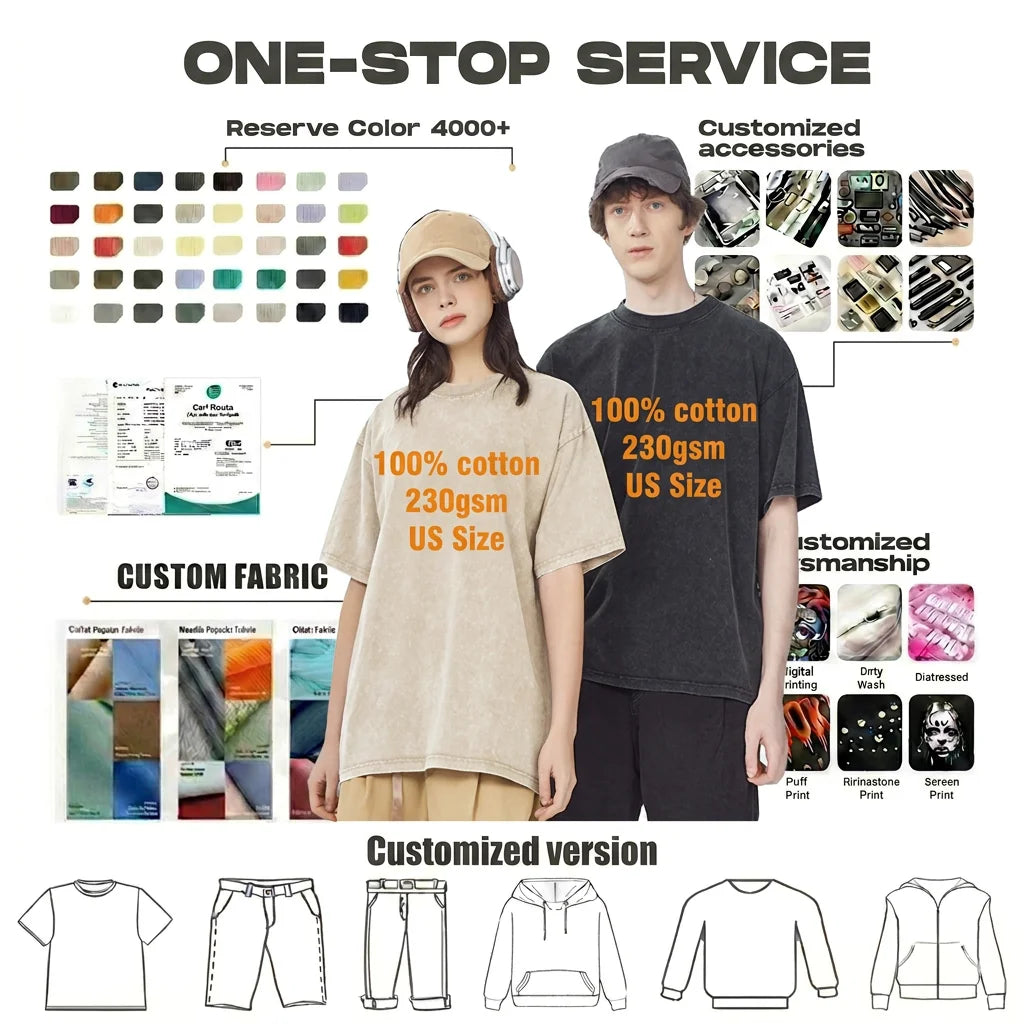Custom logo Streetwear T-shirt Vintage Washed Unisex T-shirt Plain Acid Cotton t Shirt Boxy Fit Heavyweight Casual Men Shirts
