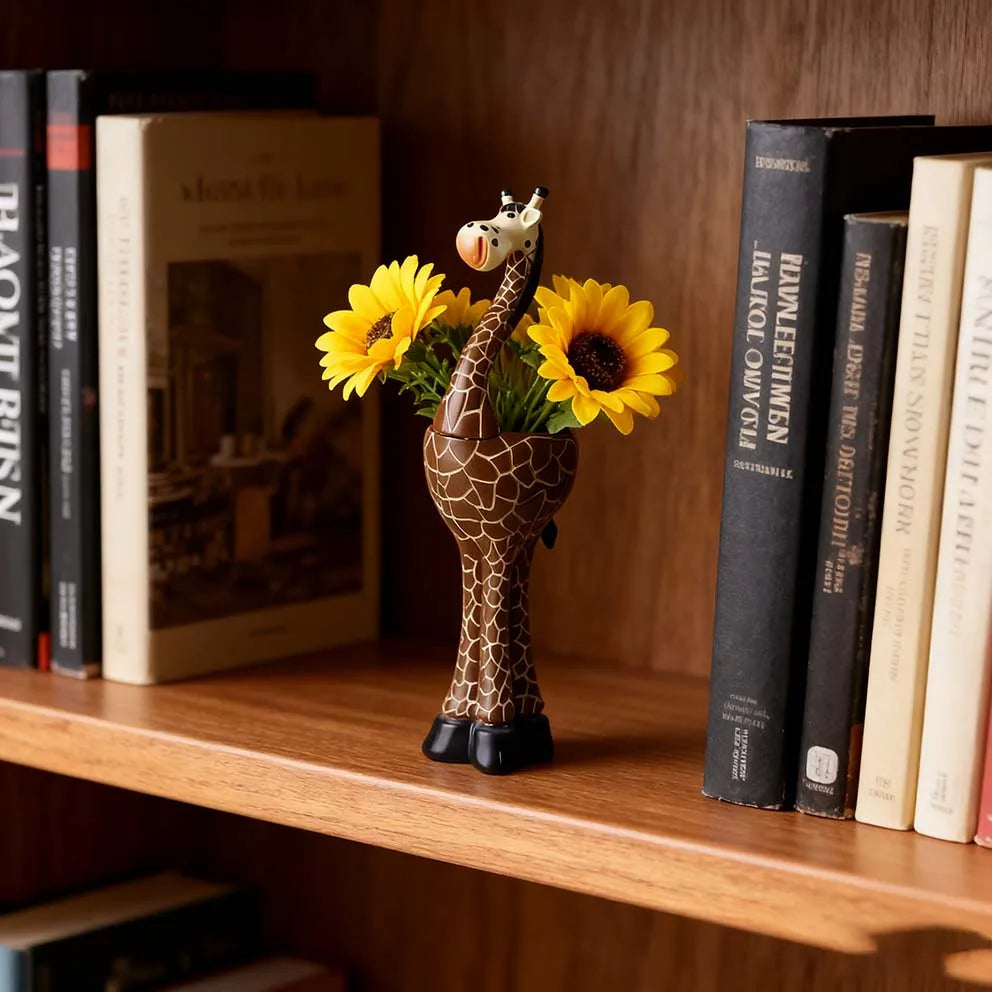 Giraffe Flower Vase Resin SculptureRealistic Animal Planter for Home DecorLong Neck Animal StatueUnique Gift for Plant Lovers MegaBDM