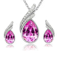 AAA Crystal CZ Wing Heart Pendant Necklace Earrings Graceful Women 18k Gold Plated Heart Cubic Zirconia Chian Jewelry Set