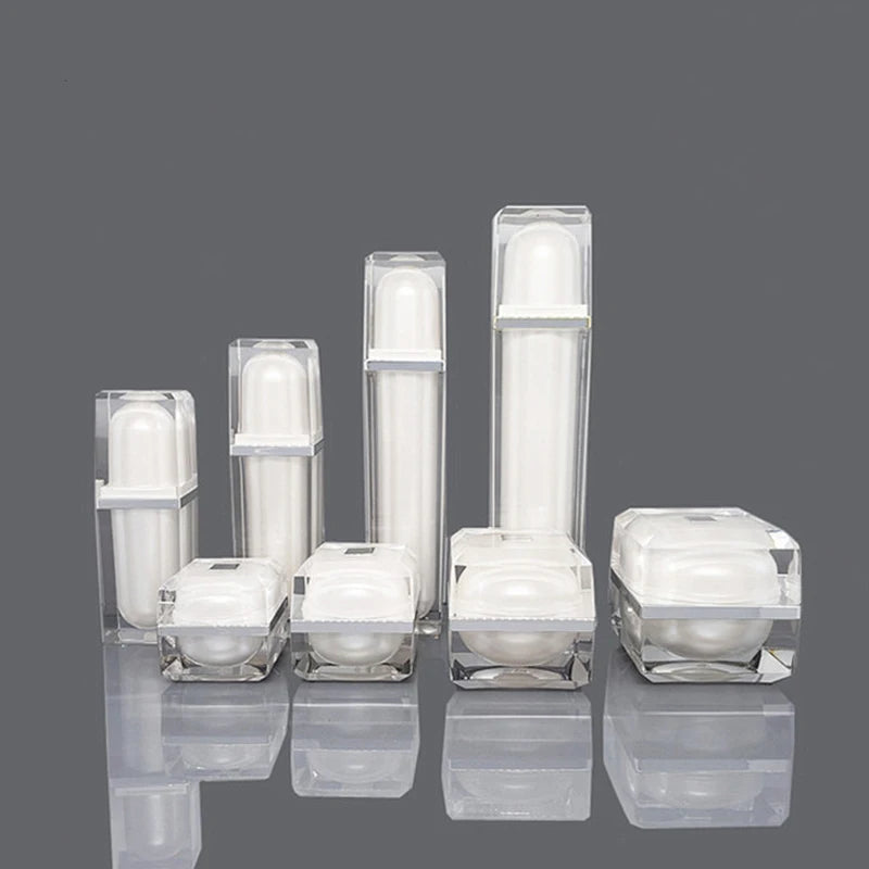 8g 15g 30g 50g Empty Plastic White square Jar in Stock 20ml 30ml 40ml 60ml 100ml 120ml Ready to Ship Luxury Lotion Bottle