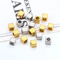 8mm Stainless Steel Engraved Logo Heart Charm Square Gold Accessories for DIY Necklace Bracelet Fashion Stainless Steel Beads