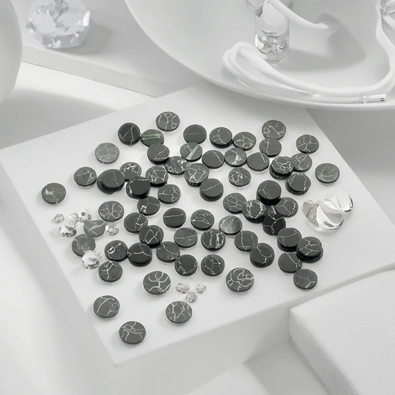Synthetic Black Turquoise Cabochon Beads Round Cut Loose Gemstones for Jewelry Making