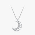 Ailmay Real 925 Sterling Silver Exquisite Moon Pendant Necklace for Women Dazzling Clear CZ Lovely Fine Girl Jewelry Gift