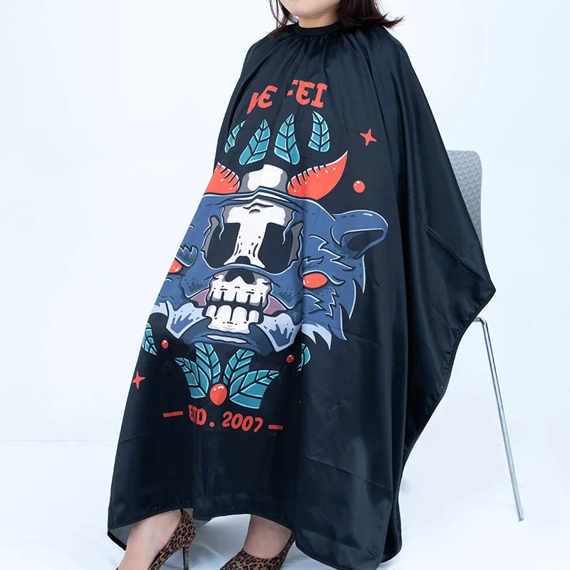 KEFEI Customized Designer Logo Eco-friendly Adjustable Neck High-quality Black Hairdressing Salon Barber Capes