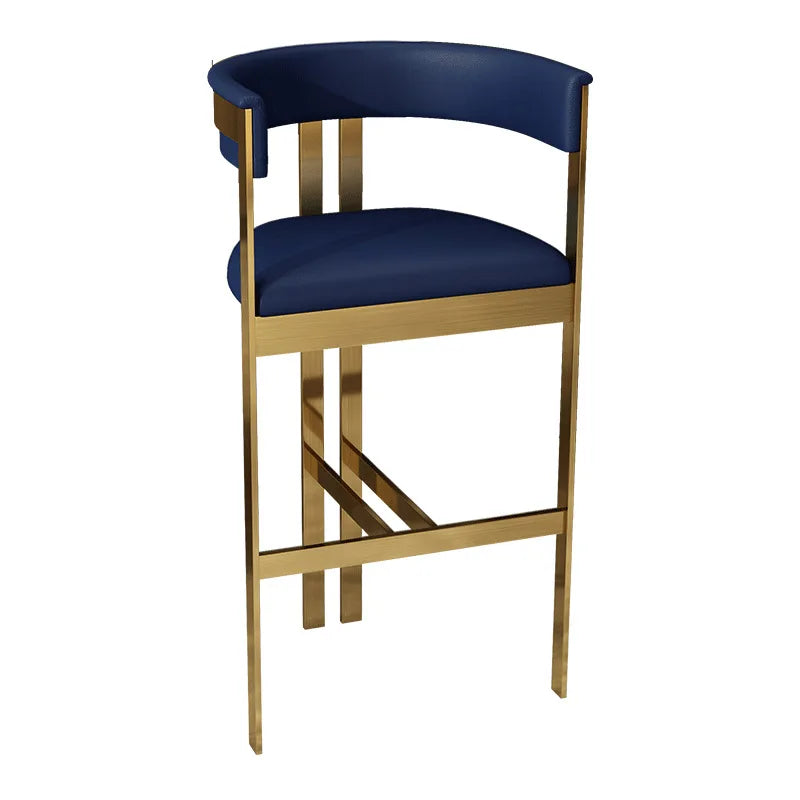 Modern Leather High Bar Stool Chair Cheap Gold Stainless Steel for Home Bar Hotel Dining School Cafe Metal