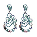 Wholesale 925 Sterling Silver Pin Bling Gemstone Peacock Shaped Earrings Shining Rhinestone Crystal Peacock Earrings