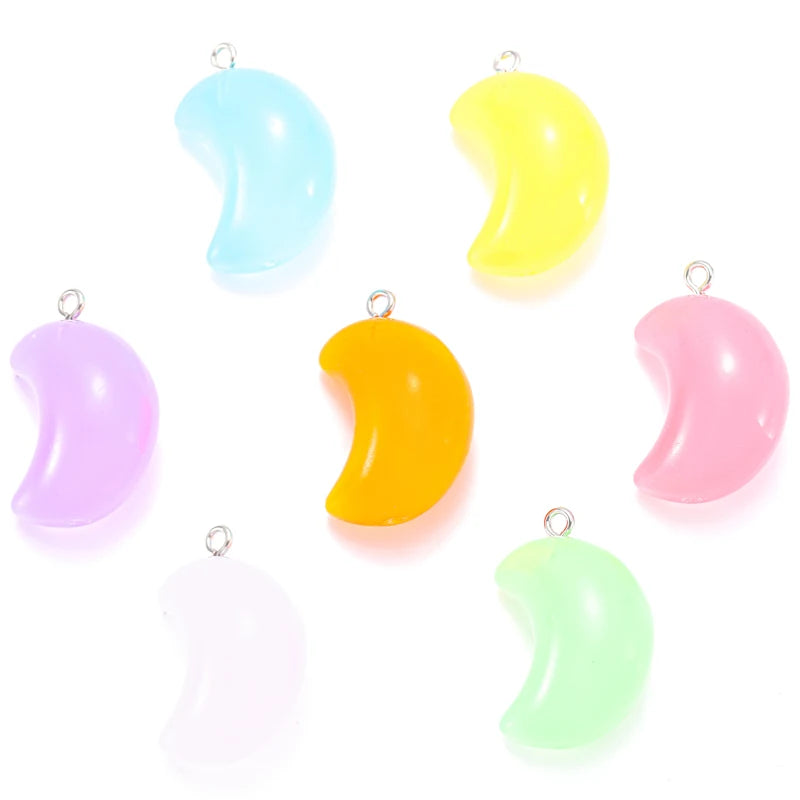 Colorful Glow Moons Resin Charms Accessories Pendants Handmade Jewelry DIY Earring Necklace 29*20mm W330