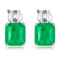 Luxury Sterling Silver Green Stone Earrings Jewelry Women Big Square CZ Emerald Gemstone Earrings