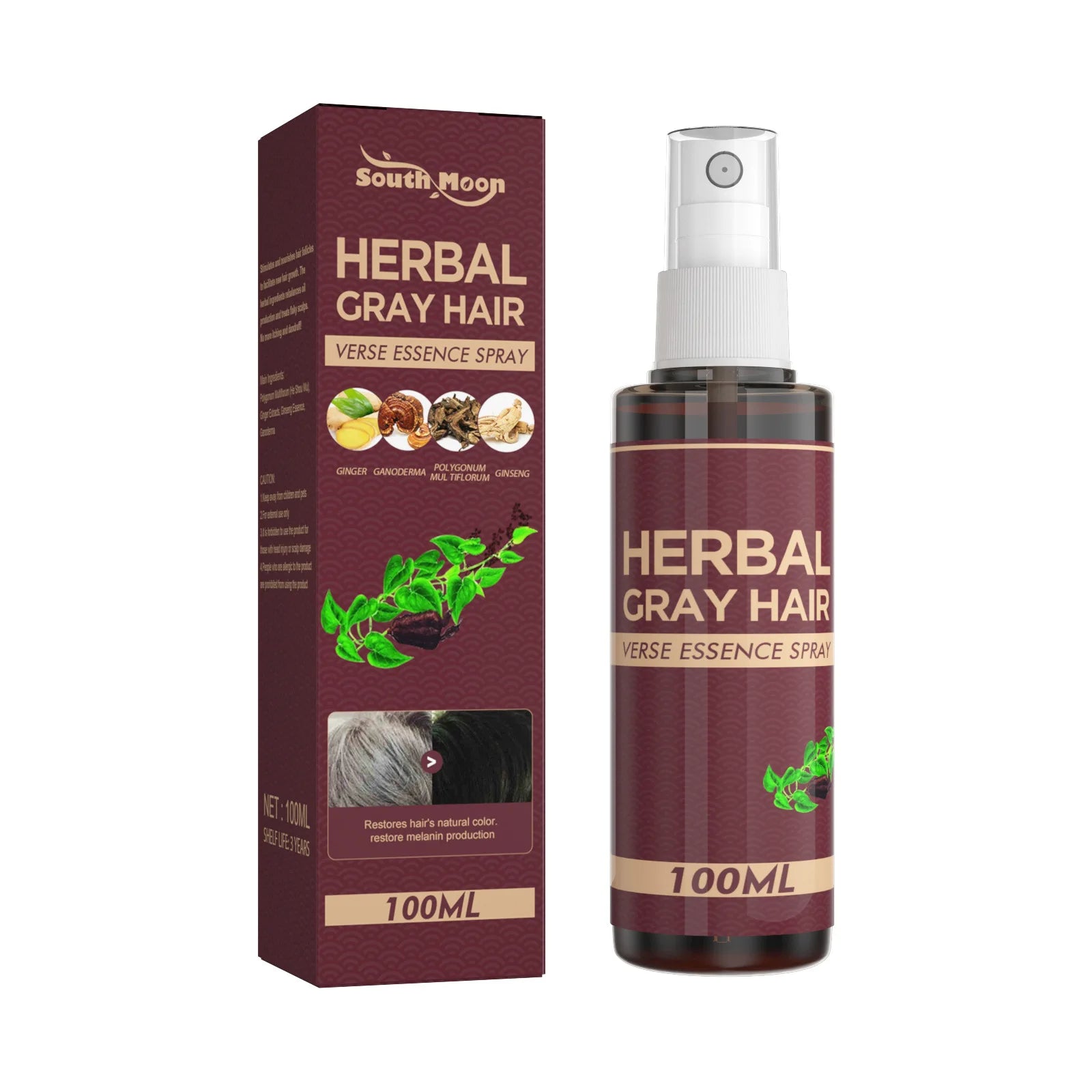 OEM Organic Ginger Extract Hair Growth Serum Leave-In Hair Care for Gray & White Hair to Black