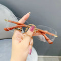 Hot Sell Wooden Grain Frameless Eyewear Frames for Eye Glasses Rimless Prescription Glasses for Optics With a Gold Frame Brand