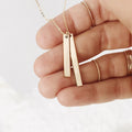 Minimalist 316L Stainless Steel 14K Gold Plated Double Bar Pendant Necklace Custom Name Necklace for Women Men Custom Gift