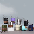 Beeman 304 Stainless Steel Camping Cup Coffee Mug Coffee Cups Single Wall Mug Wood Grain Sleeve Tumbler With Lid and Straw MegaBDM