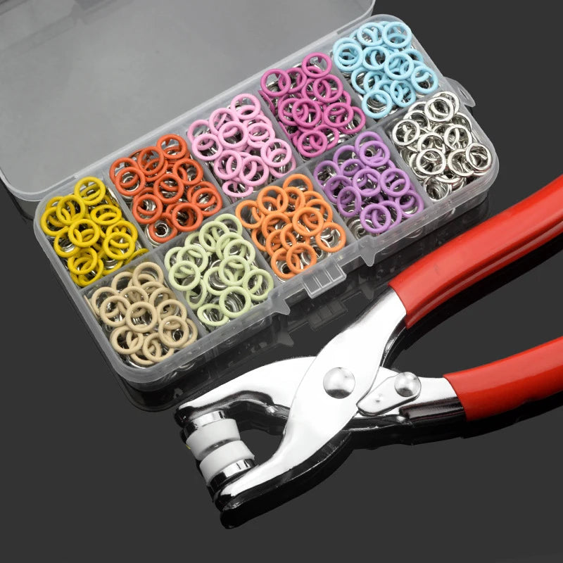 Button Set Storage Box Pliers Prong Shirt Ring Button Set Metal Snap Button