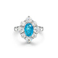 Fashion 9*6mm Oval Blue Paraiba Cubic Zirconia 925 Silver Ring