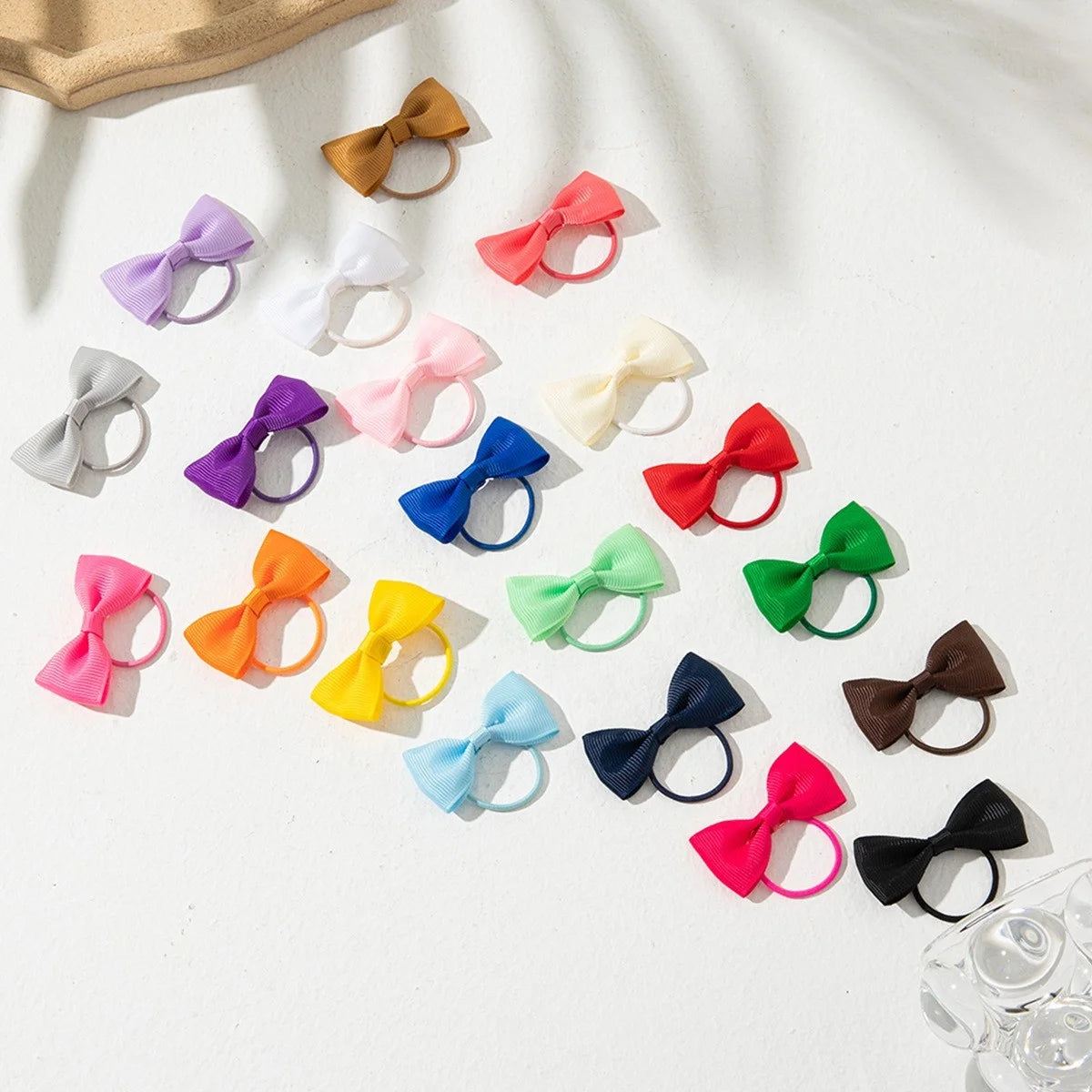 Baby Girls Hair Bows Ties Mini Boutique Elastic Hair Rubber Ribbon Hair Band Accessories for Kids