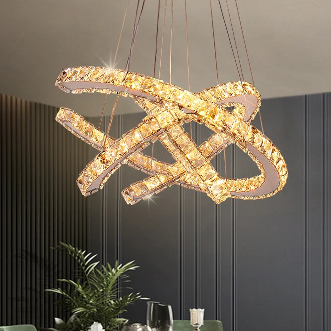Pendant Lights Modern Round Ring Chandelier Crystal Lights Home Bedroom Living Room Fixtures Hanging Lamp