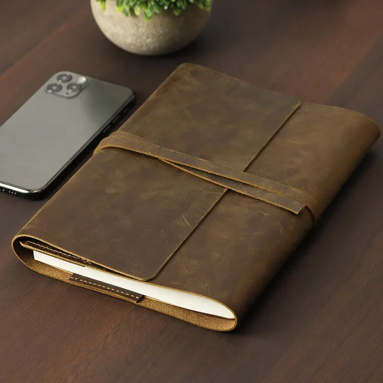 Custom Handmade Refillable Soft Genuine Leather A5 Cover Notebook