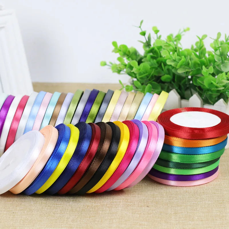 Wholesale 0.6cm Ribbon Rose Flower Packaging Satin Ribbon Diy Cake Packaging Satin Ribbon Custom logo