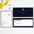 Custom Gold Foil Passport and Boarding Pass Wedding Invitation with Match Velvet Envelope and Metal Plane for Wedding Invitation