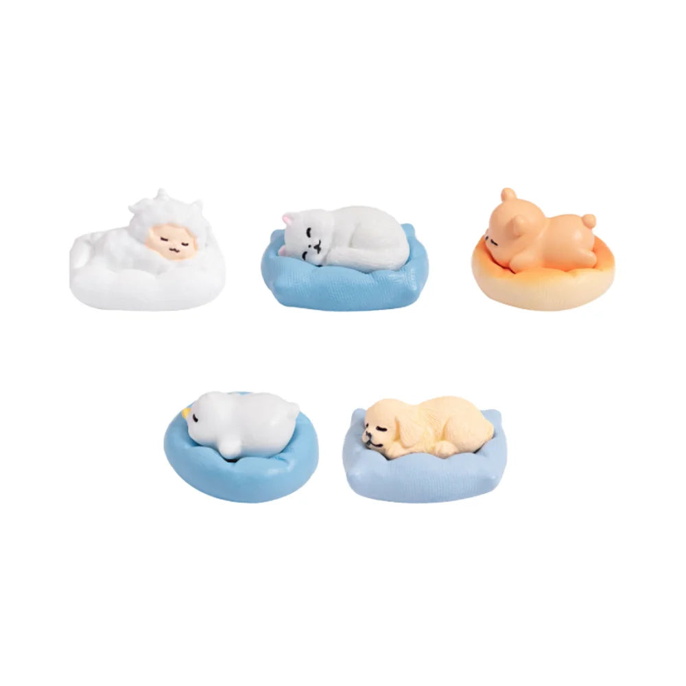 Cartoon Dollhouse Garden Decor Crafts 3d Animal Figurines Miniatures Sleeping Cat Sheep Bear Dog Duck Resin Miniature Kids Toys