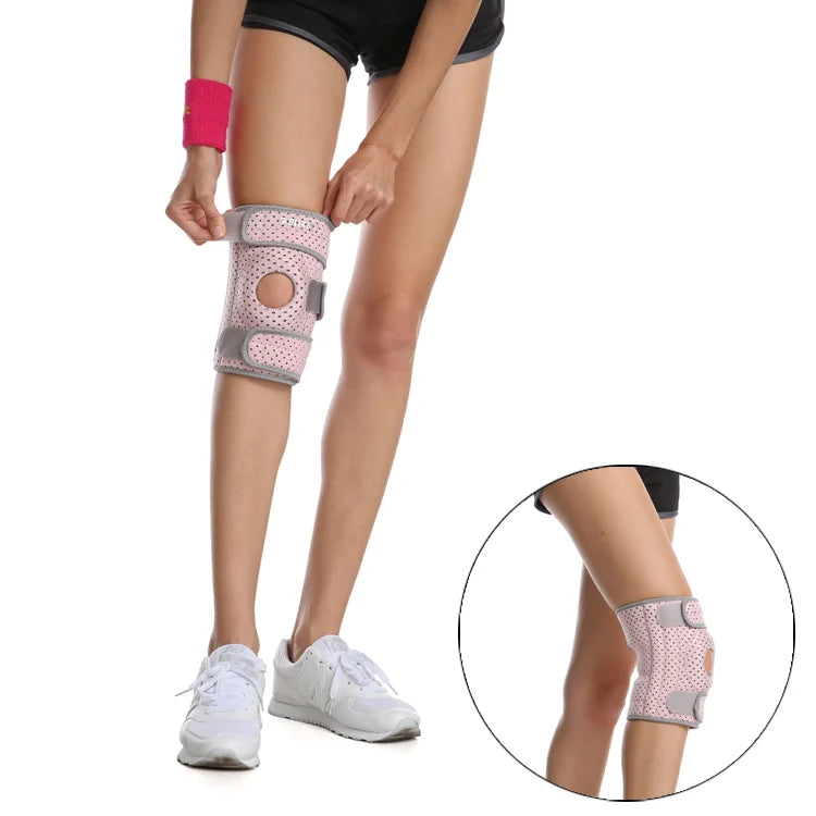 Aolikes Breathable Knee Brace With Side Stabilizers Silicone Knee Pad Support for Meniscus Tear Adjustable Knee Wraps 7912B