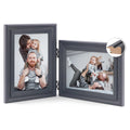 Double 5x7 Black Wood Folding Picture Frame Desk-top or Wall Mounted Hinged Photo Frame  Hinged Photo Frame