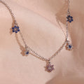 Dreamshow Rhodium Plated Zircon Flower Charm Sterling Silver Necklace 925 Choker Necklace