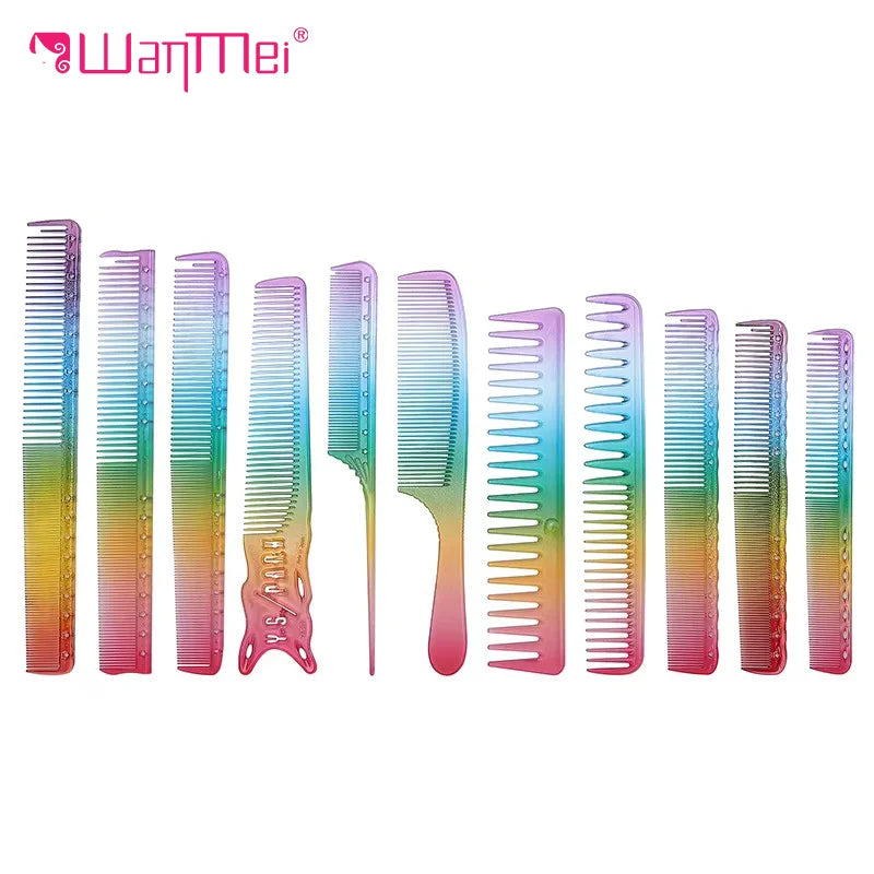 Wanmei Salon Gradient Color Professional Hairdresser rainbow Comb Transparentcomb