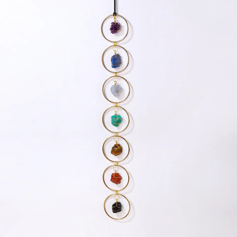 Wholesale Natural Crystal Rough Stone Seven Chakra Raw Stone Hanging Gemstone Pendant