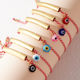 Go2boho Tradition Red White Rope String Arc-shaped Copper Tube Jewelry 2024 Trendy Greek March Bracelets for Women