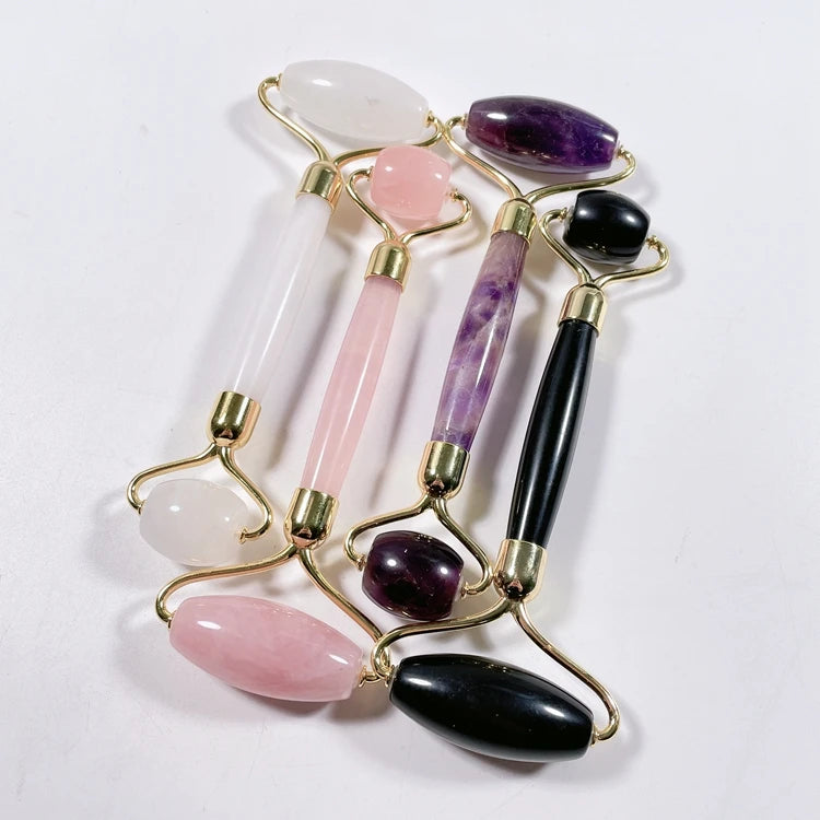 Huiying Factory Hot Selling Real Stones Crystal Head Gem Roller Jade Gem Roller Ready To Ship