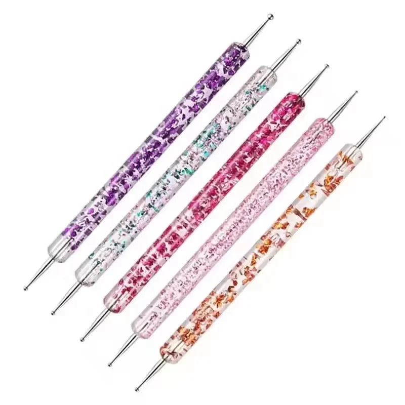 5Pcs Nail Art Dotting Pen Crystal Beads Handle Dual-ended Drawing Painting Rhinestones Manicure Tools Manicure Dotting Tool