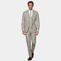 Light Brown Wool Silk and Linen Blended Two Single-breasted Buttons Men's Suit