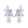 Premium Luxury Pear Cut Stud Earrings Romantic Simple Style S925 Silver White Sparkling Zirconia Anniversary Jewelry
