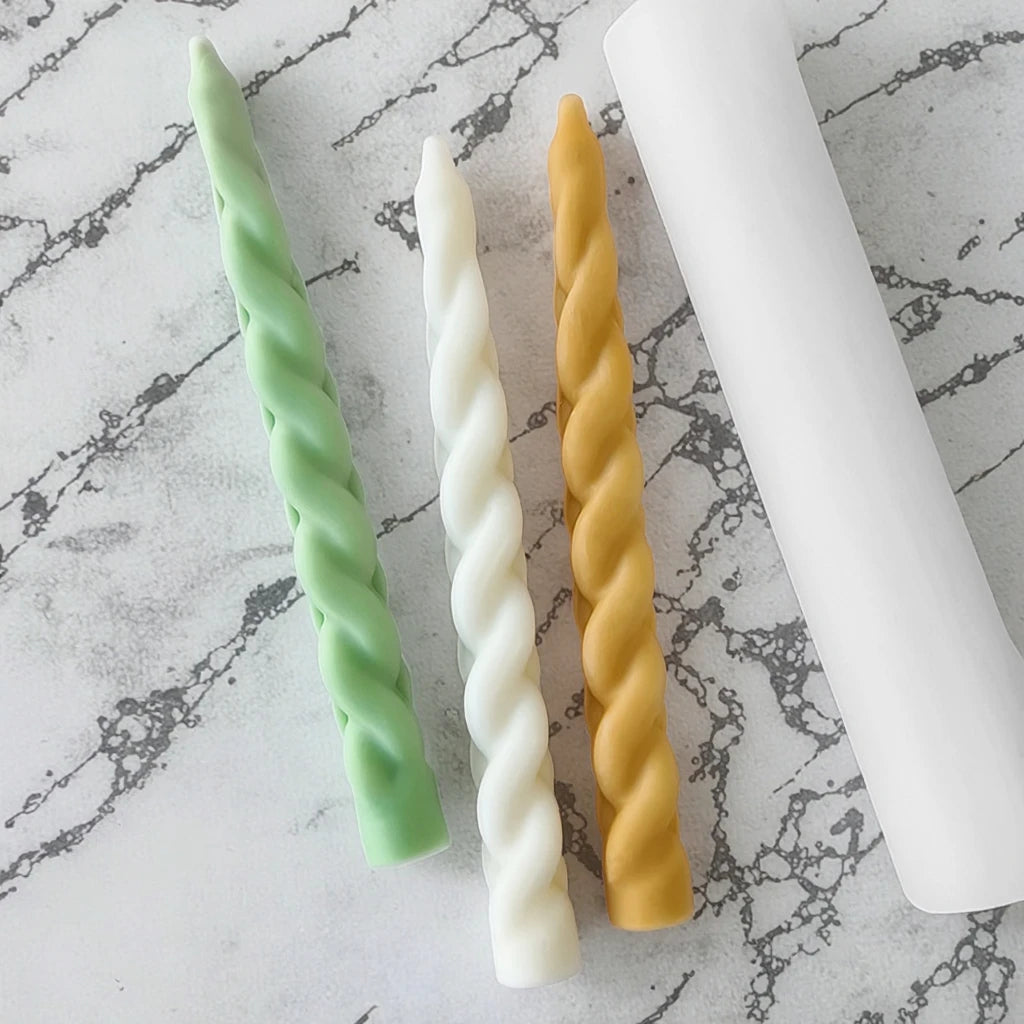 Tall Spiral Pattern Long Rod Candle Making Silicone Moulds 3d Long Strip Twist Shape for Gypsum Abstract Resin Mould