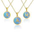 Statement Stainless Steel Gold Plated Geometric Heart Square Round Alphabet Letter Natural Shell Necklace