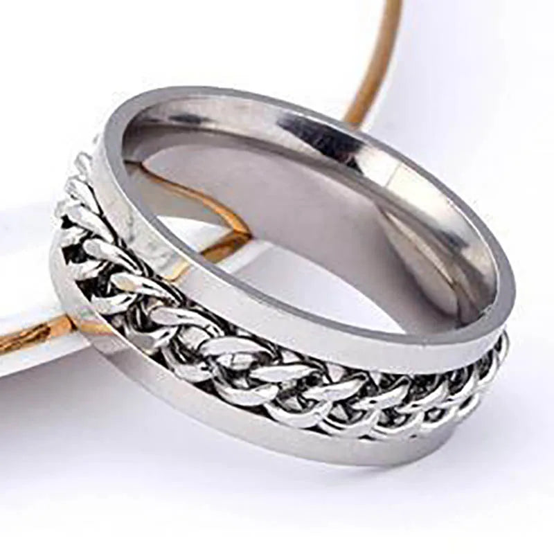 Best Selling European and American Stars and Moon Geometric Titanium Steel Rotatable Stainless Steel Rings for Men Couple