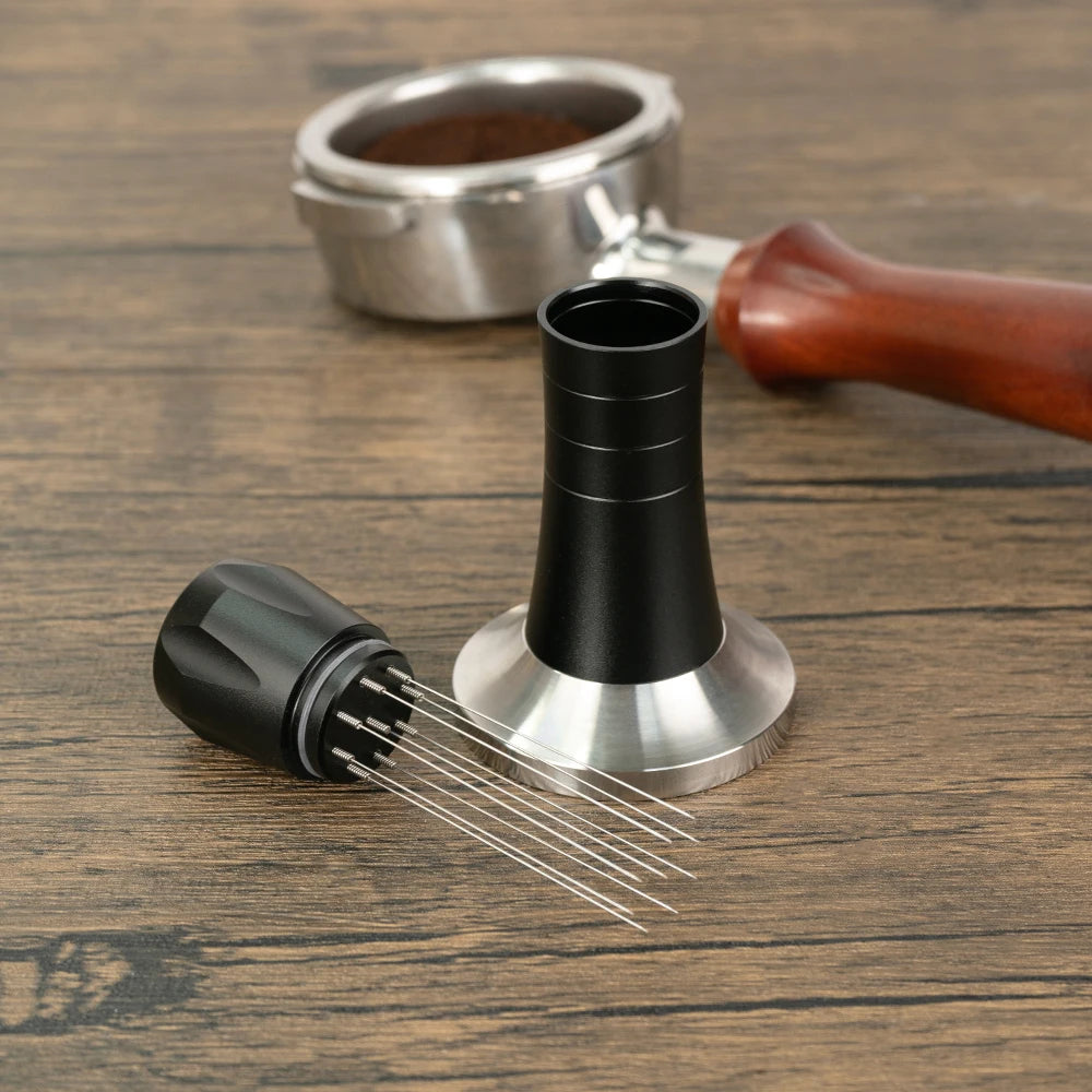 Wholesale Price 1PCS 2 1 Stainless Steel Cafe Power Press Needle Stirrer 51/53/58MM Espresso Coffee Tamper WDT Tool