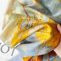 110cm Luxury Brand 100% Silk Scarf Oil Painting Fashion Square Scarves Women Hijab Foulard Headband Big Silk Scarf