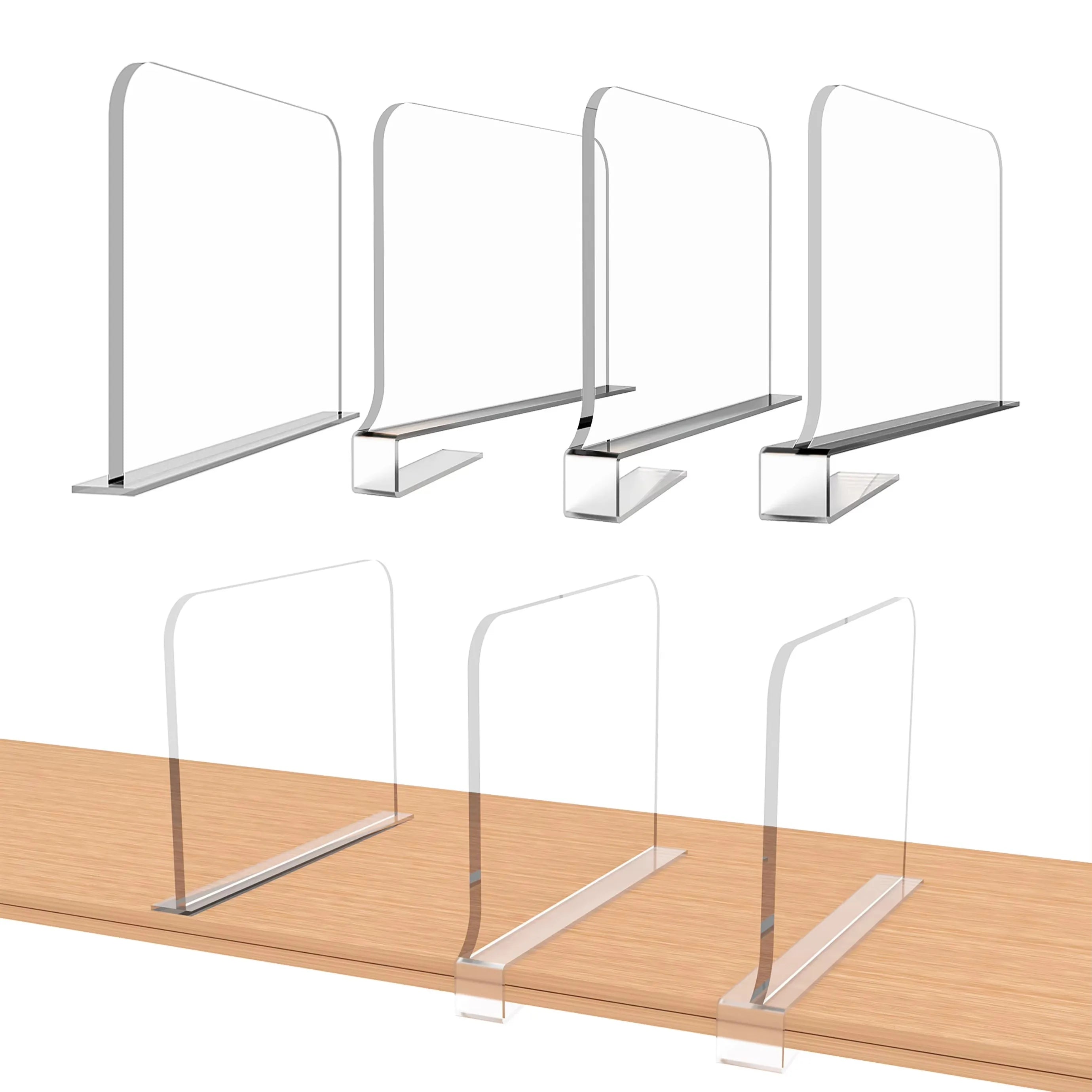 Hookei Wholesale High Quality Transparent Acrylic Shelves Divided for Wooden Shelves