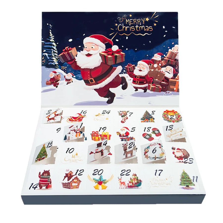 24 Days Christmas Advent Calendar Box Book Style Empty Countdown Box Punch Out Window Christmas Candy Toy Gift Packaging MegaBDM