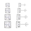 RE3144 18k Gold Plated Sterling Silver Stud Earrings for Men Women Hypoallergenic Jewelry Cubic Square Zircon Statement Earring