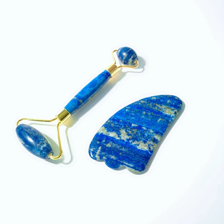 DIY Cheap Lapis Lazuli Jade Roller Set in Box Wholesale Leading Other Jade Roller Gua Sha Set Massage Products for Face Slimming