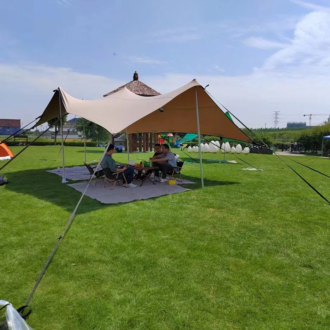 Unistrengh Camping Aluminum Pole Spider Star Shaped Waterproof Anti-UV Windproof Bedouin Stretch Tent for Outdoor Events
