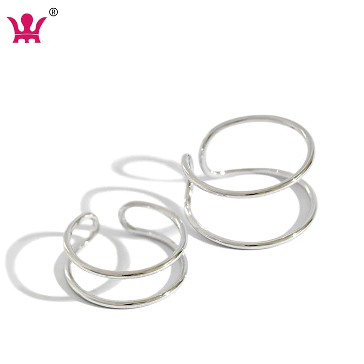 Double Row Simple Style Trendy Silver 925 Sterling Platinum Plated Ring for Wedding & Anniversary Party