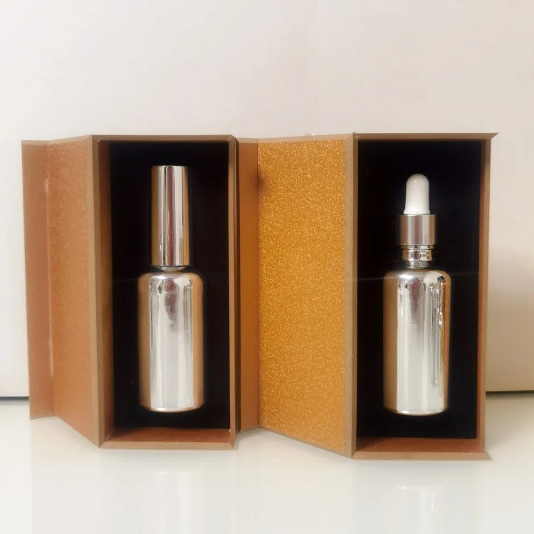5ml 10ml 15ml 30ml 50ml 100ml Luxury Electroplating Silver Dropper Essential Oil Glass Bottle Wholesale 10ml With Box Packaging